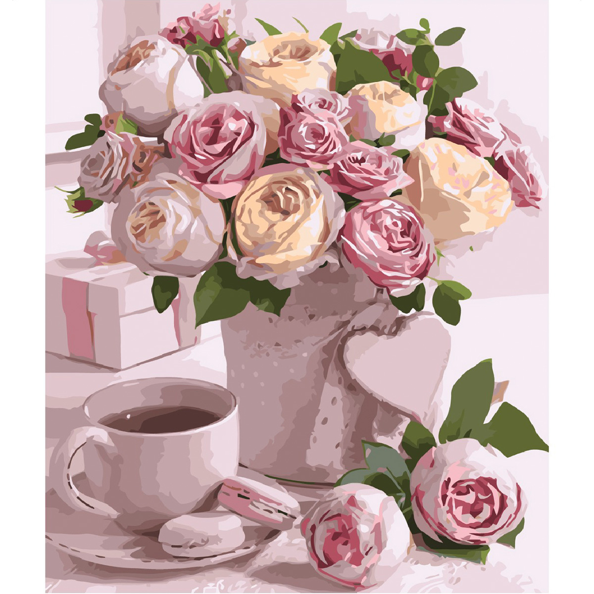 Картина за номерами ПРЕМІУМ Троянди з любов'ю з лаком та рівнем 40х50 см VA-1994