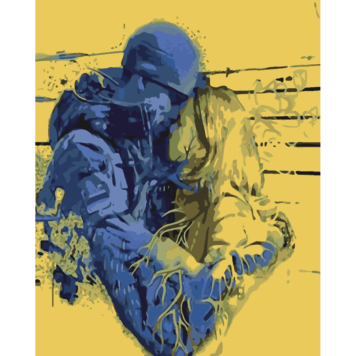 Картина за номерами Strateg ПРЕМІУМ Героїчне кохання з лаком та рівнем розміром 40х50 см (SY6538)