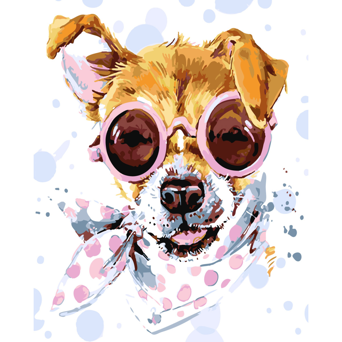 Картина за номерами Strateg ПРЕМІУМ Собака в окулярах розміром 30х40 см SS-6423