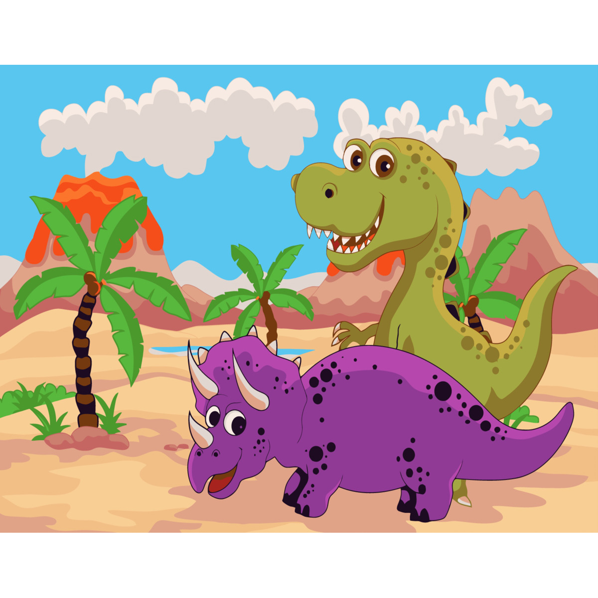 Картина за номерами Strateg ПРЕМІУМ Динозаврики у пустелі розміром 30х40 см SS-6454