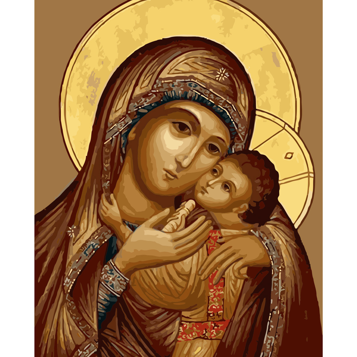 Картина за номерами Ікона Божої Матері Strateg з лаком розміром 40х50 см (VA-1076)
