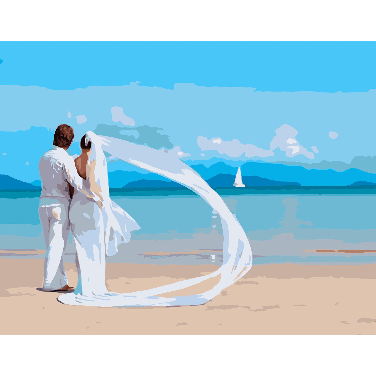 Картина за номерами Весілля на Мальдівах Strateg з лаком та рівнем розміром 40х50 см (VA-1092)