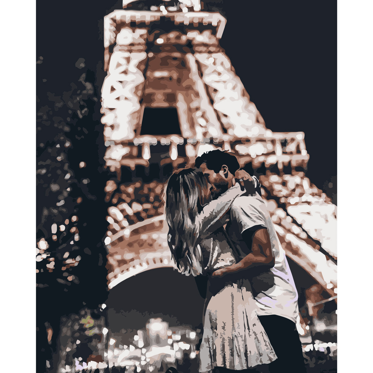 Malen nach Zahlen Kuss unter dem Eiffelturm Strateg mit Lackgröße 40x50 cm (VA-1534)
