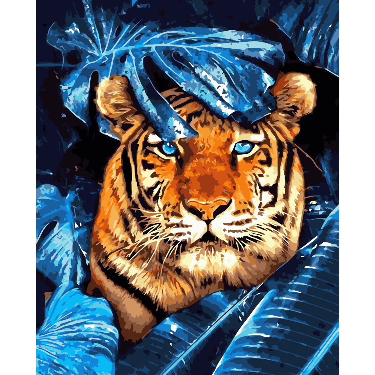 Картина за номерами Очі тигра Strateg з лаком розміром 40х50 см (VA-1943)