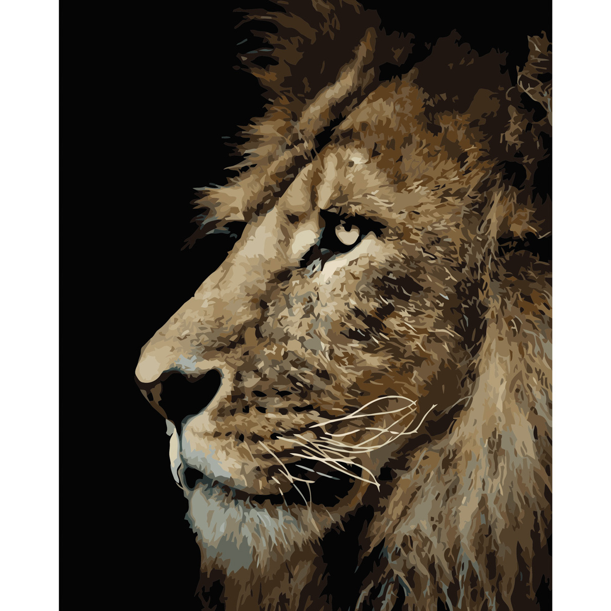 Картина по номерам Strateg ПРЕМИУМ Портрет льва с лаком и уровнем размером 40х50 см VA-0245