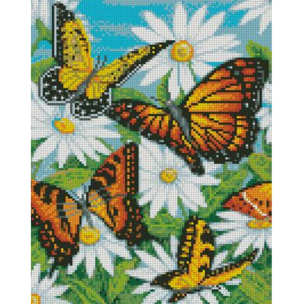Алмазна мозаїка Strateg ПРЕМІУМ Метелики в ромашках розміром 30х40 см HX419