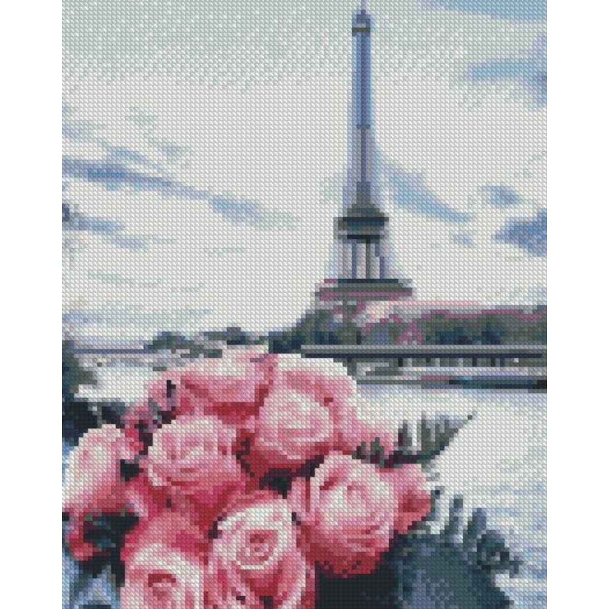 Алмазна мозаїка Strateg ПРЕМІУМ Троянди у Парижі розміром 30х40 см HX424