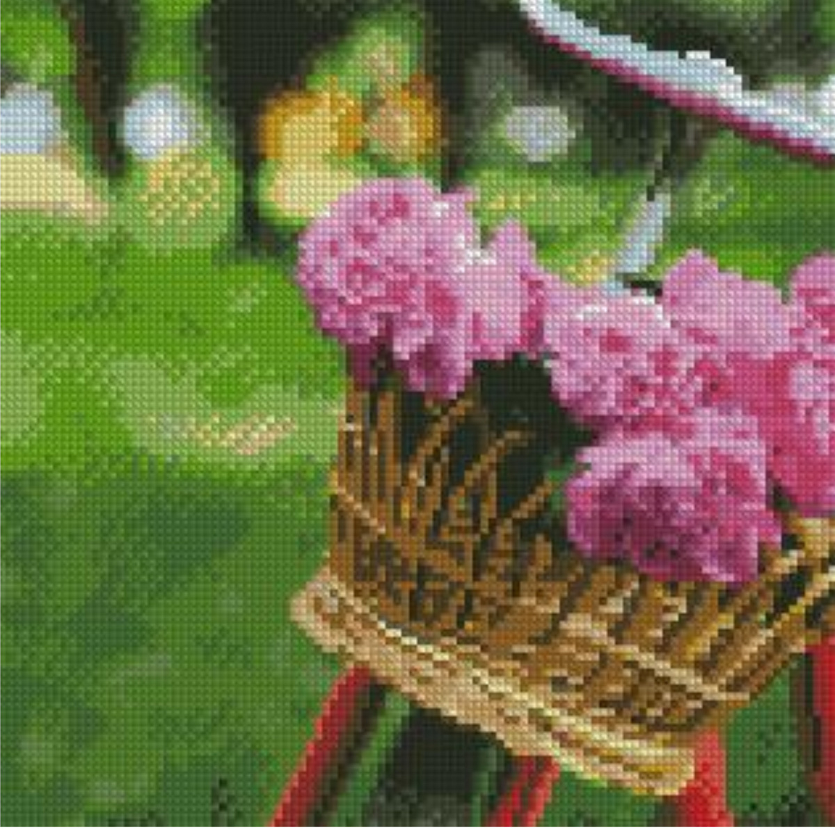 Алмазна мозаїка Strateg ПРЕМІУМ Квіти в кошику розміром 30х30 см CA-0033