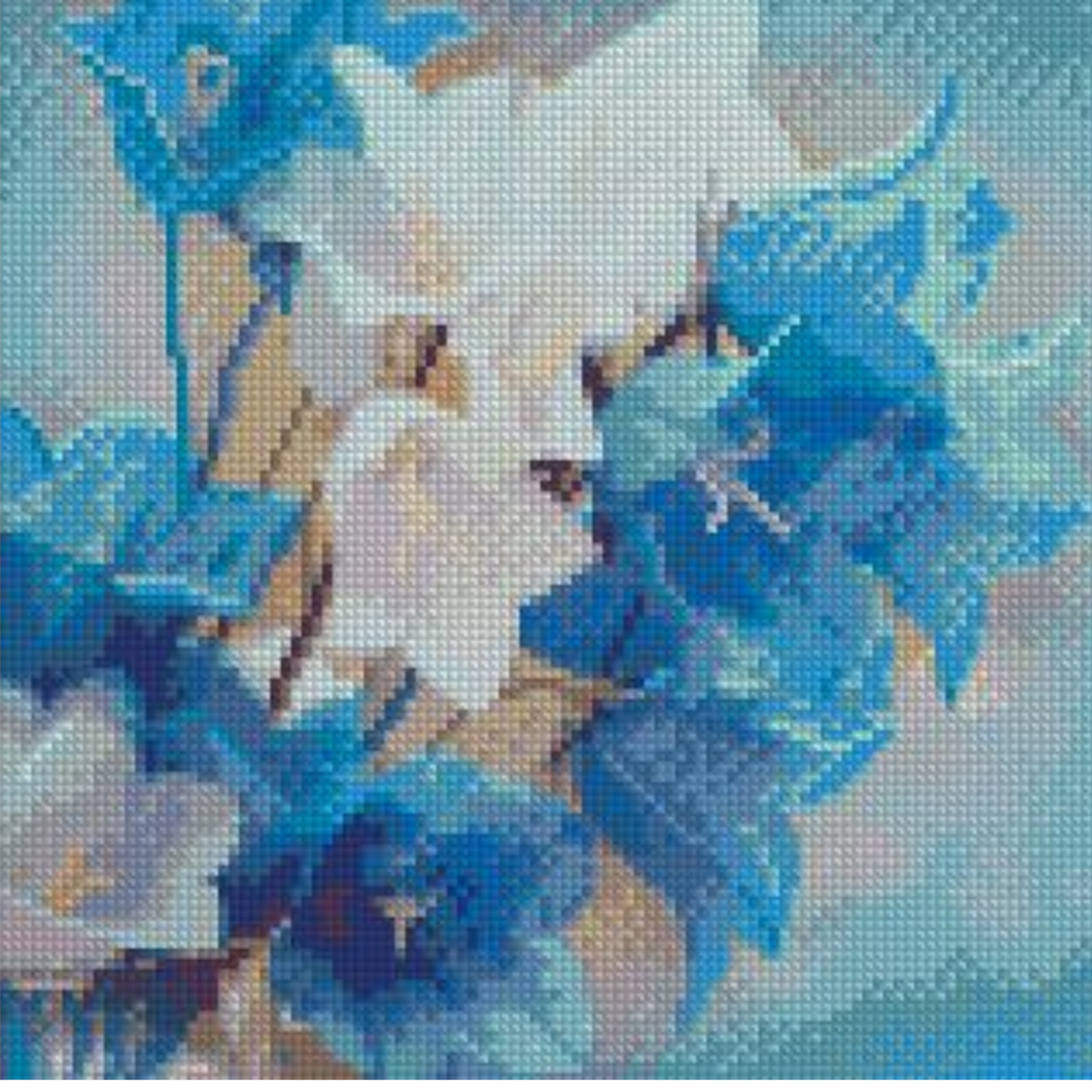 Алмазна мозаїка Strateg ПРЕМІУМ Блакитні квіточки розміром 30х30 см CA-0038