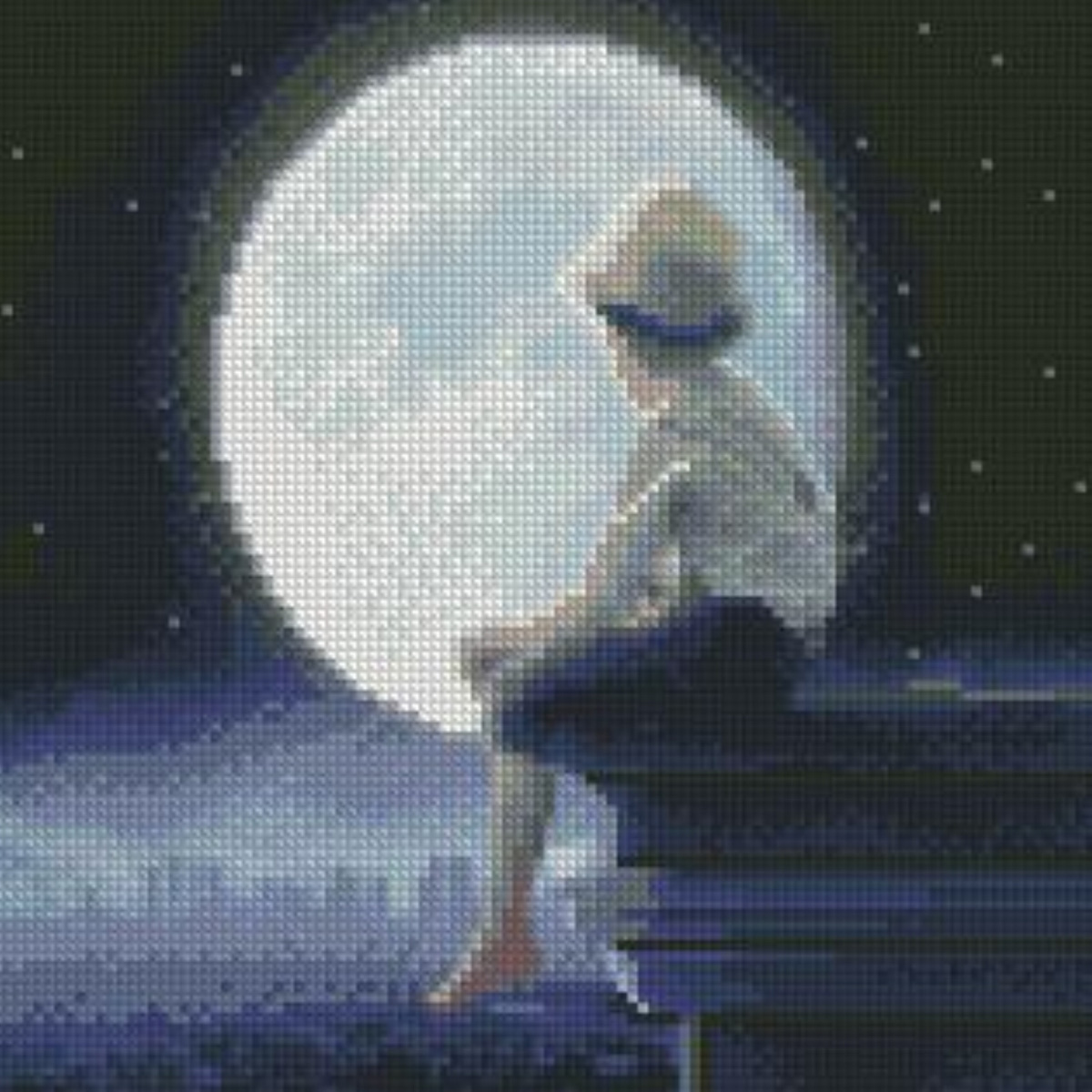 Алмазна мозаїка Strateg ПРЕМІУМ Хлопчик у світлі місяця розміром 30х30 см CA-0044
