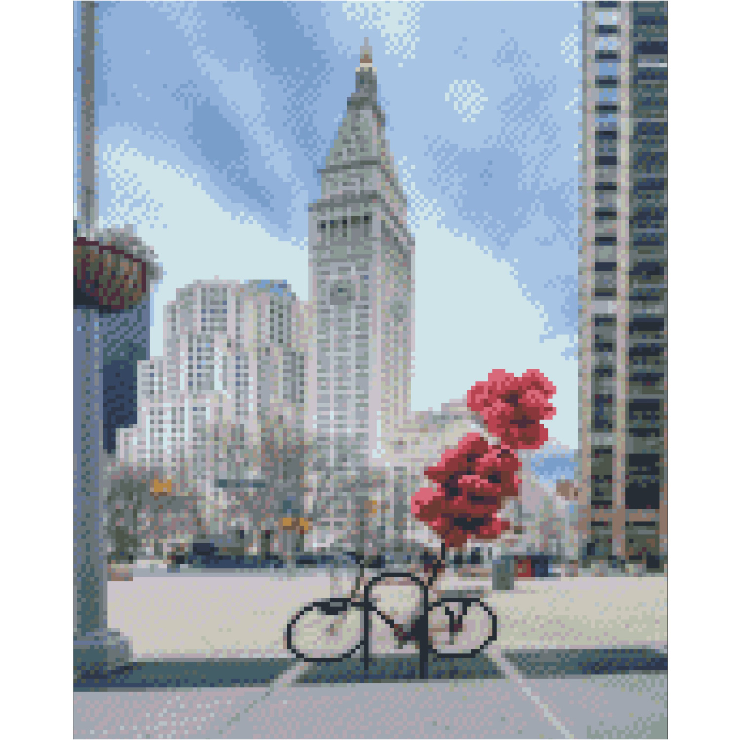 Алмазна картина Strateg ПРЕМІУМ Припаркований велосипед із кульками розміром 40х50 см FA40845