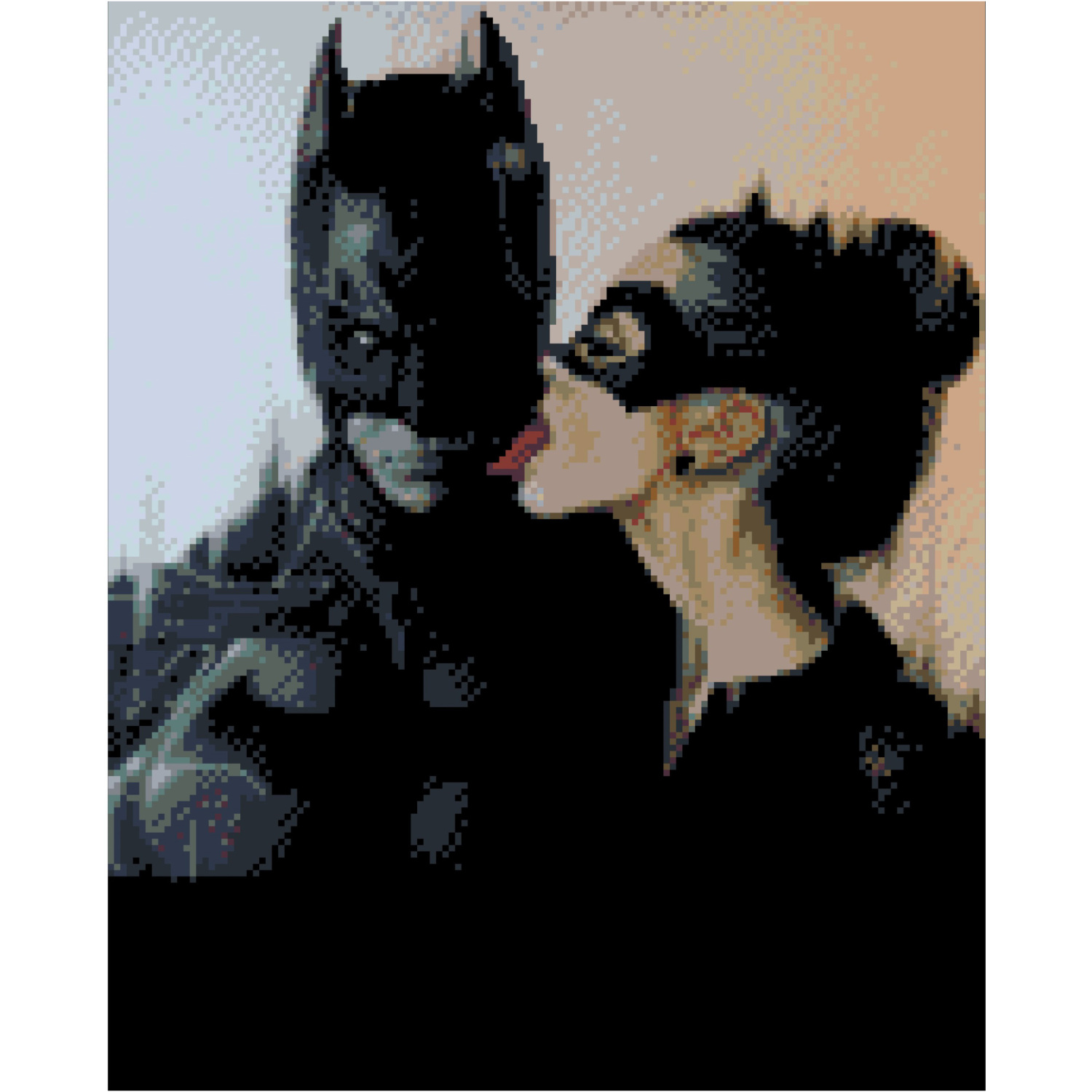 Алмазна картина Strateg ПРЕМІУМ Бетмен і жінка-кішка розміром 40х50 см FA40850