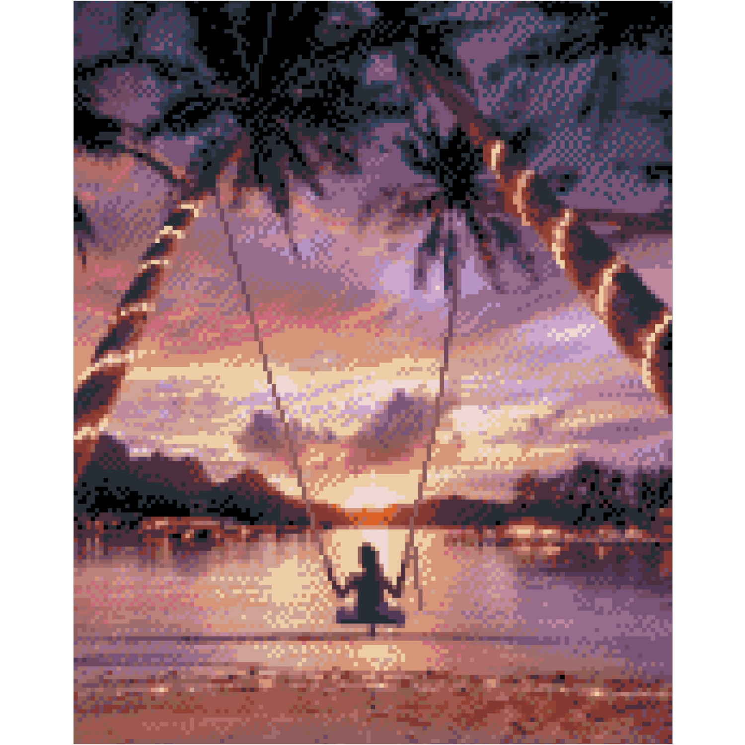 Алмазна картина Strateg ПРЕМІУМ Катання на заході сонця 