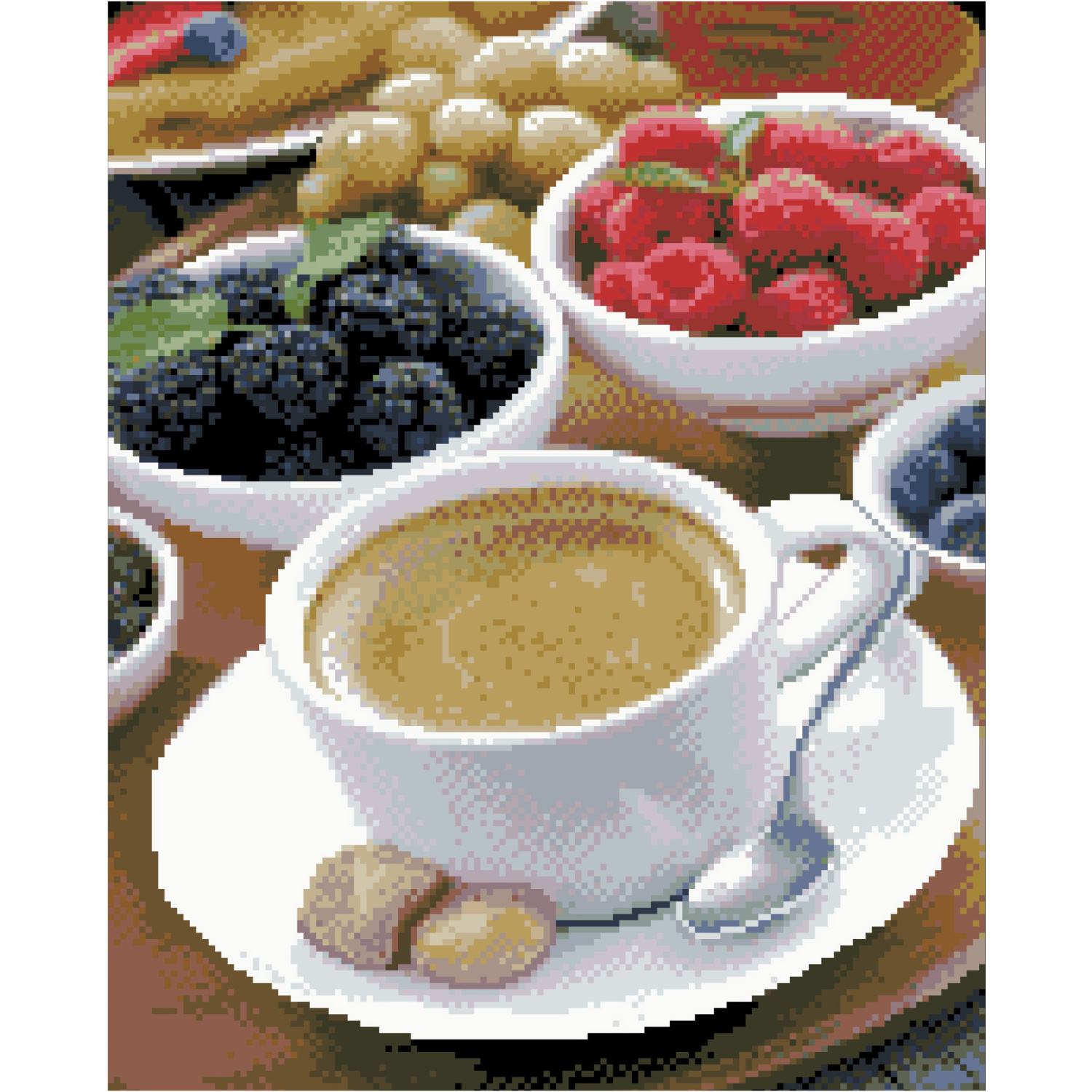 Diamantgemälde Strateg PREMIUM Frühstück mit Kaffee und Obst, Größe 40x50 cm FA40860