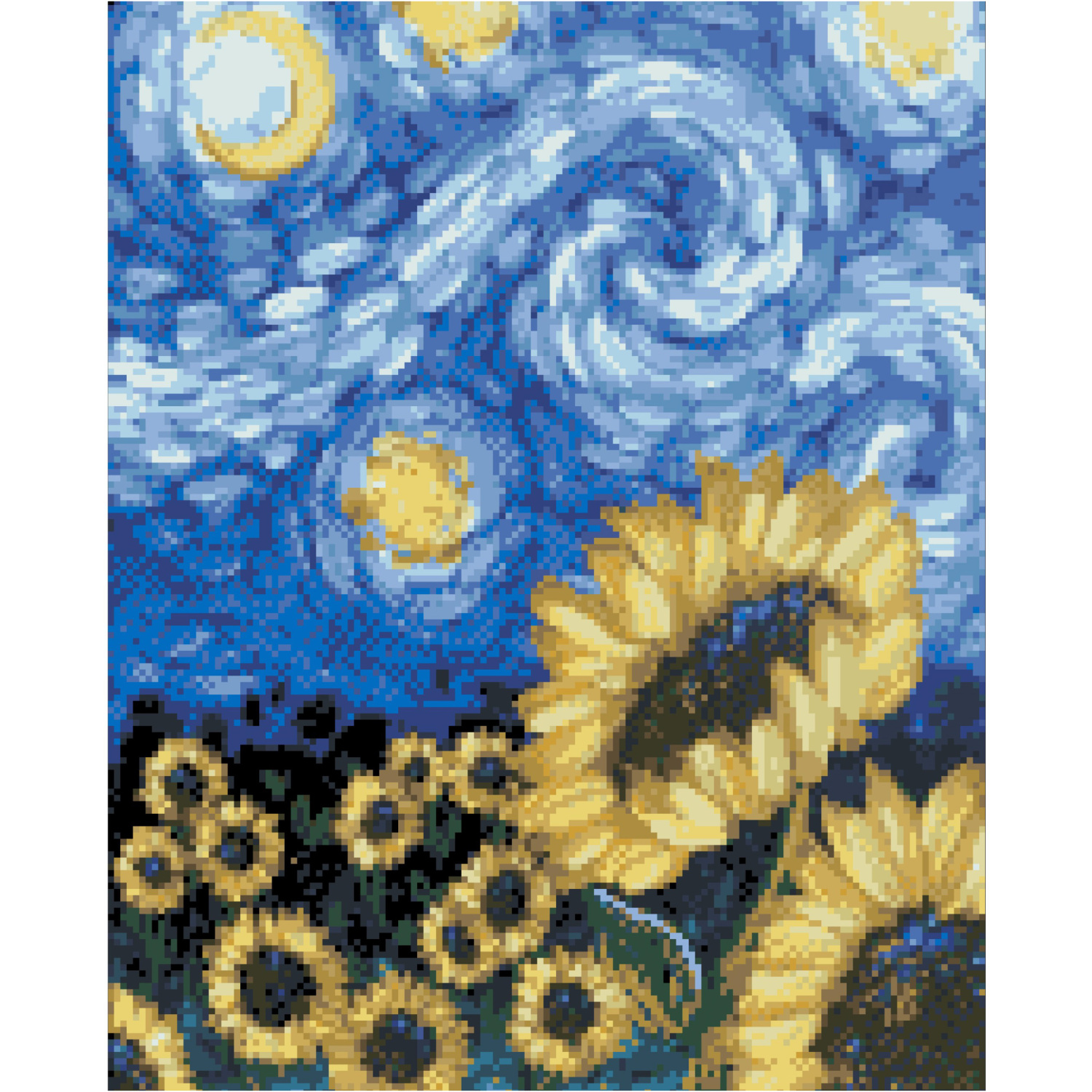 Diamantgemälde Strateg PREMIUM Sonnenblumen im Stil von Van Gogh, Größe 40x50 cm FA40864