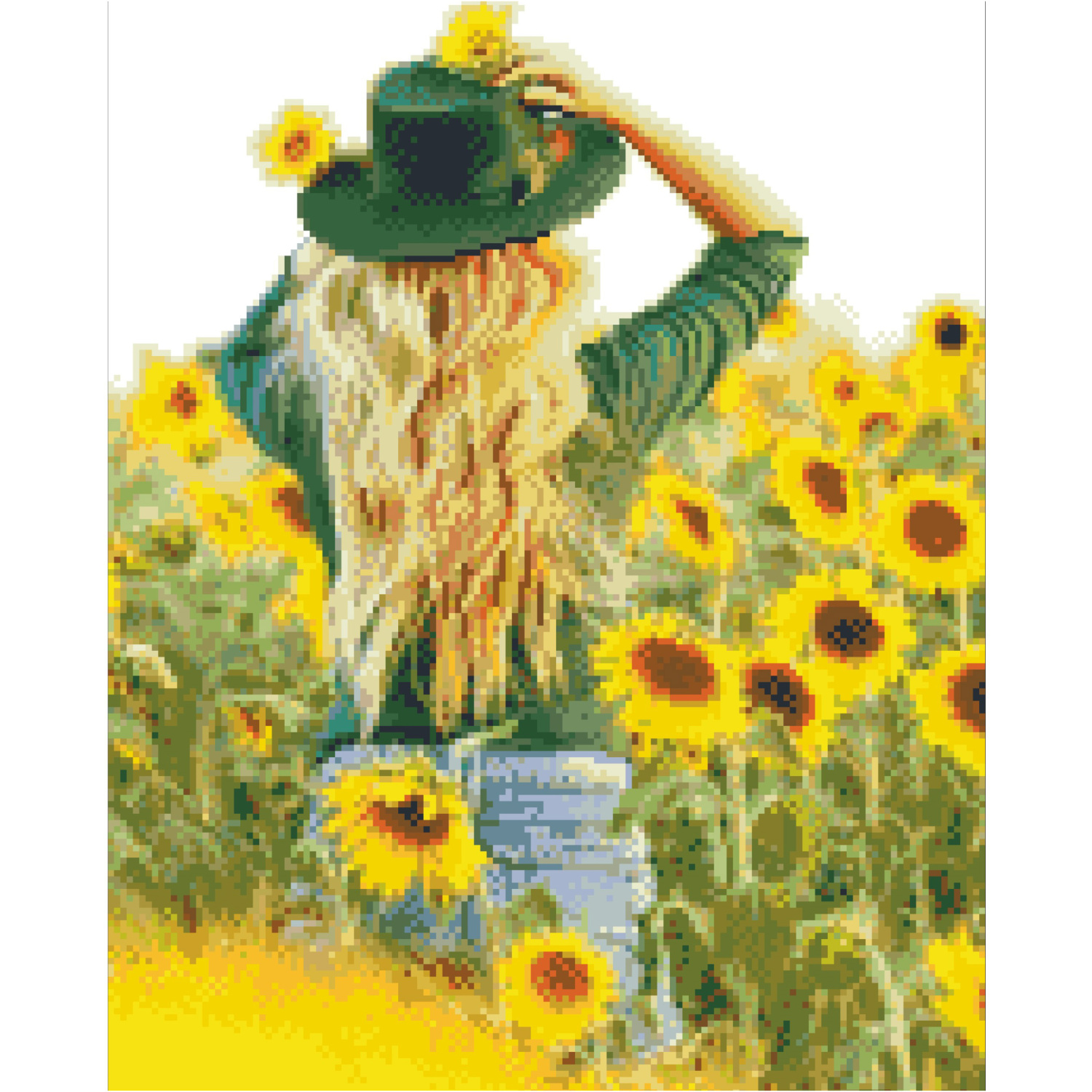 Алмазна картина Strateg ПРЕМІУМ У полі серед соняшників 