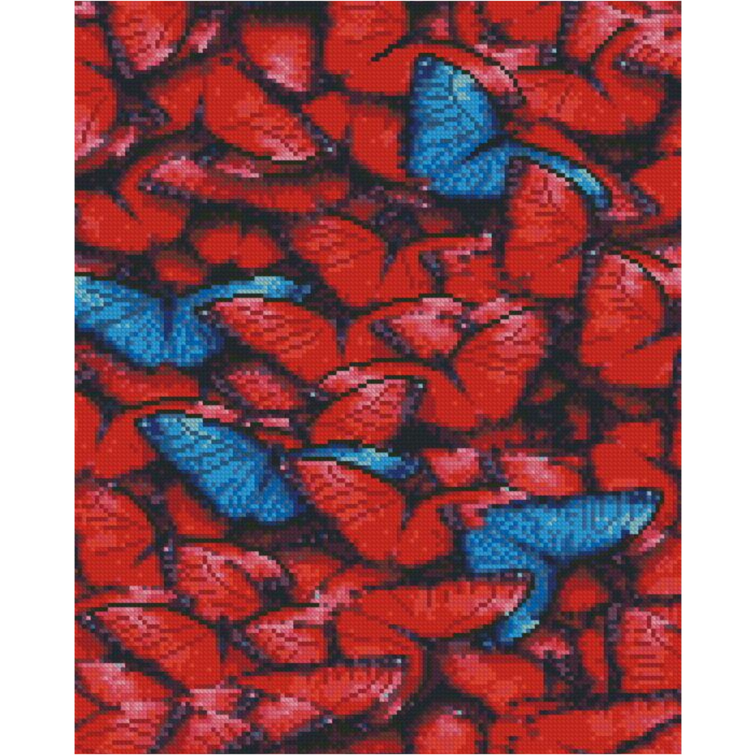 Алмазна картина Strateg ПРЕМІУМ Червоні метелики розміром 40х50 см FA40878