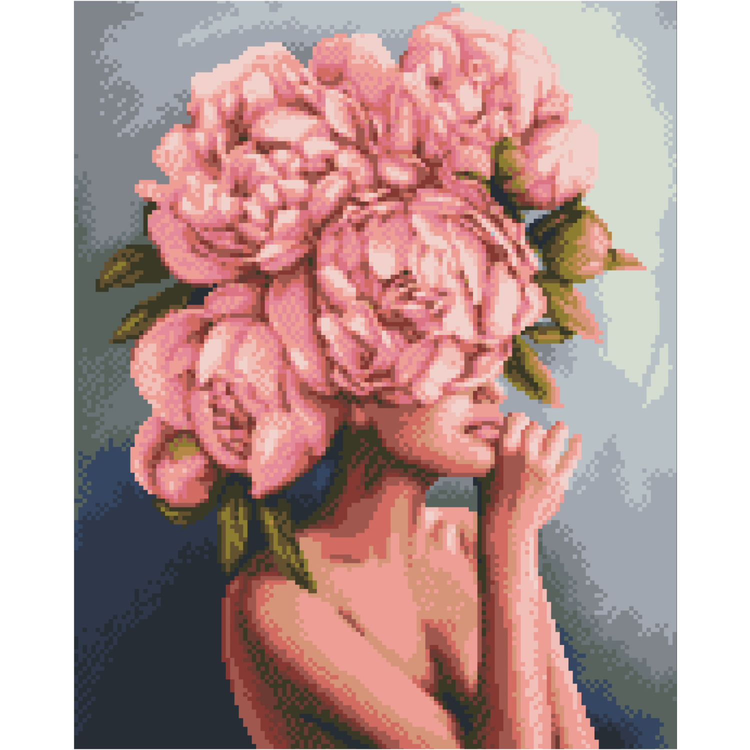 Алмазна картина Strateg ПРЕМІУМ Волосся-квіти розміром 40х50 см FA40885