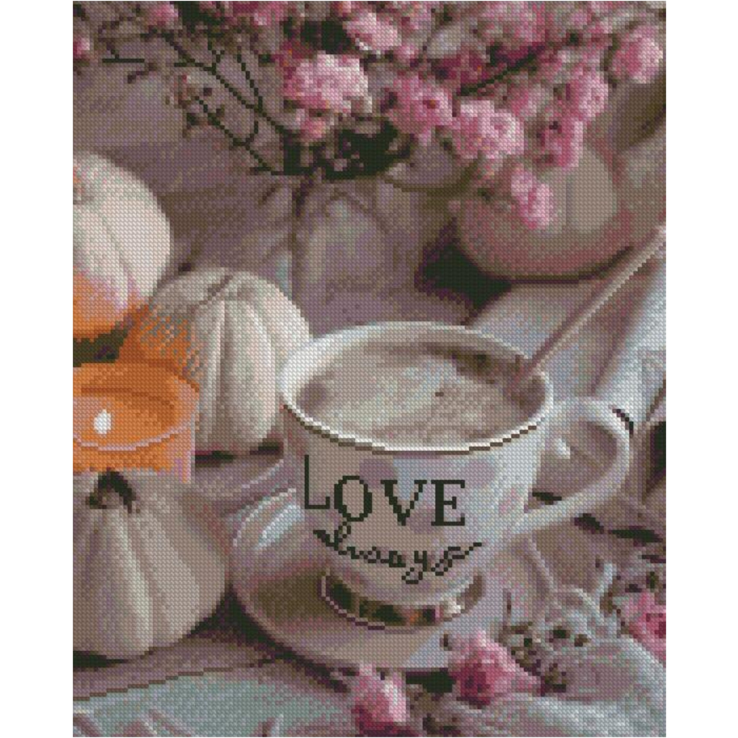 Алмазна картина Strateg ПРЕМІУМ Чашечка кохання 