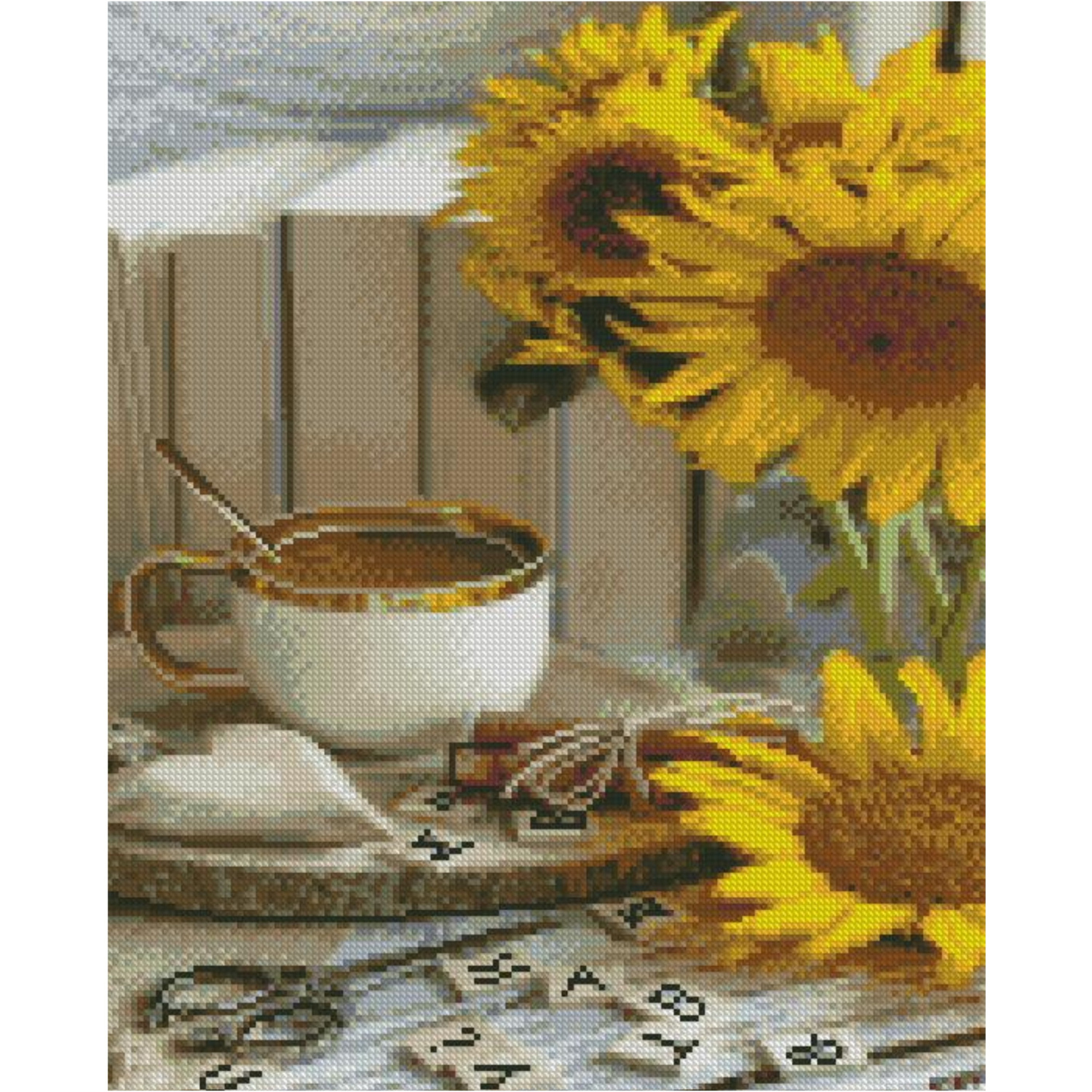 Diamantgemälde Strateg PREMIUM Kaffee und Sonnenblumen Größe 40x50 cm FA40892