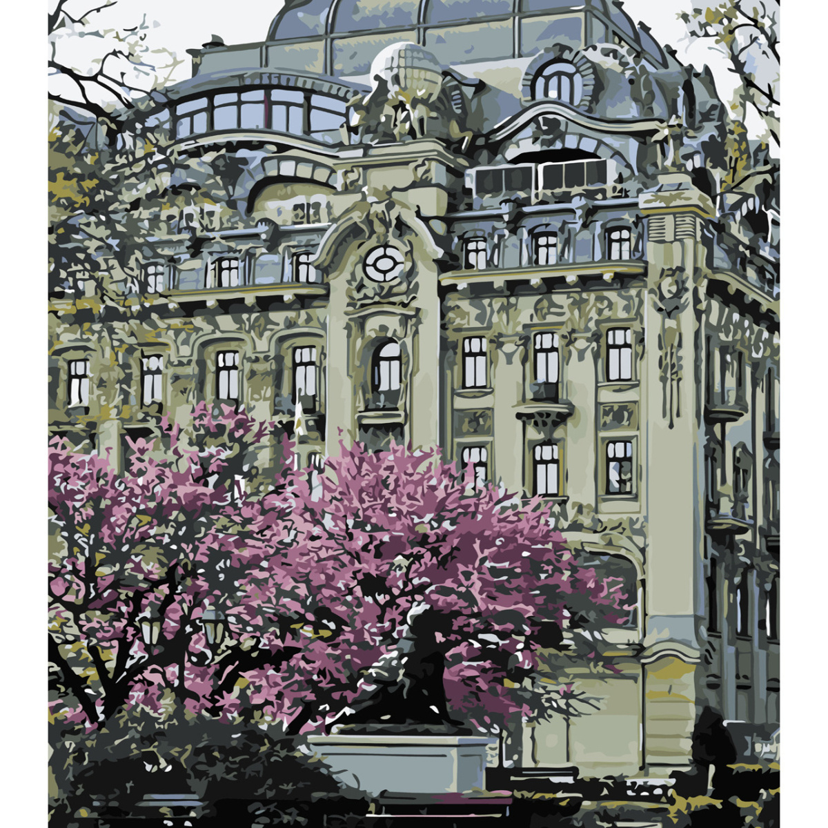 Картина за номерами Strateg ПРЕМІУМ Готель на Дерибасівській з лаком та рівнем розміром 40х50 см SY6564