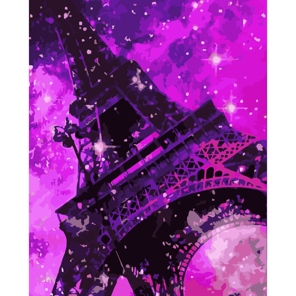 Картина за номерами Strateg ПРЕМІУМ Космічні кольори вежі з лаком та рівнем розміром 40х50 см VA-3566