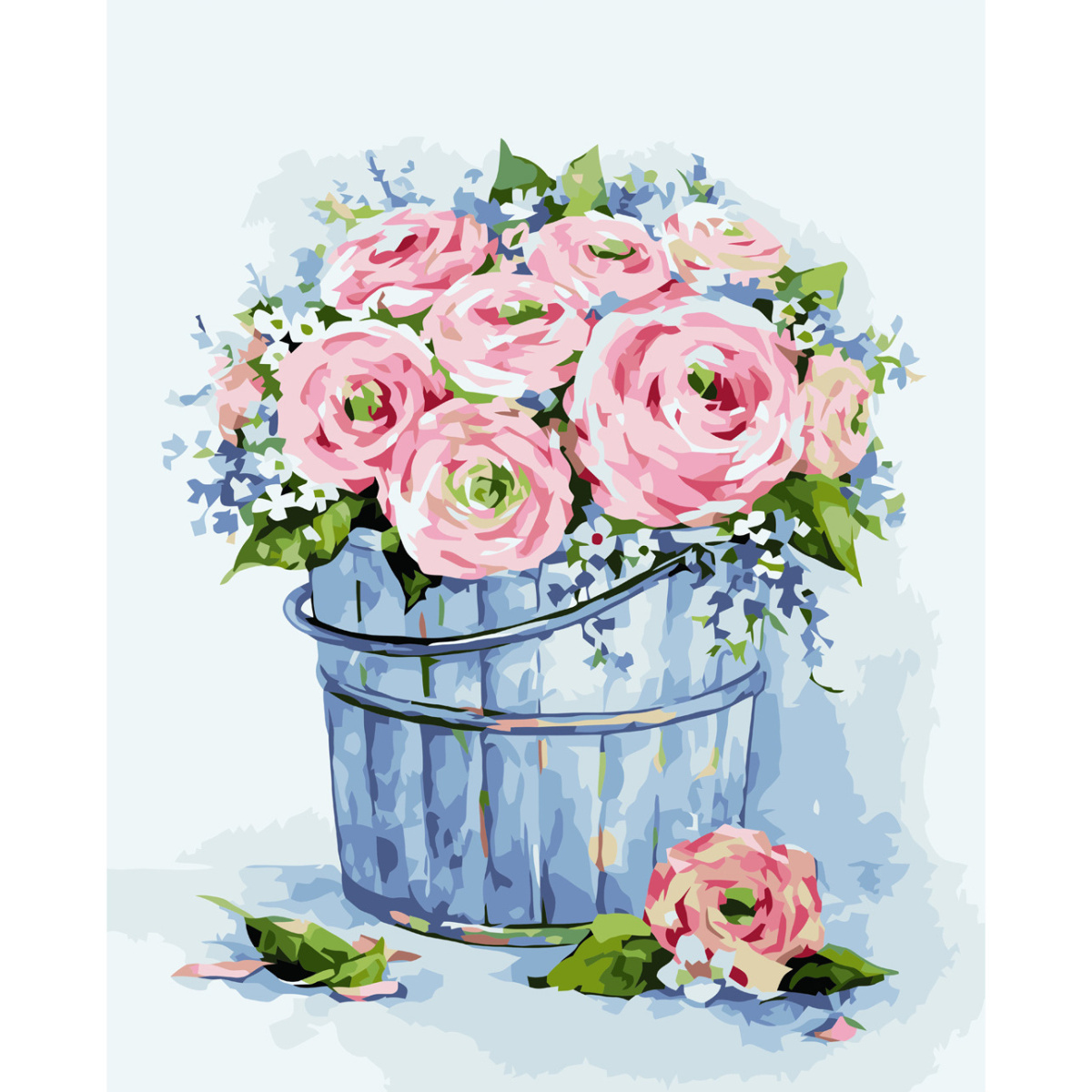 Malen nach Zahlen Strateg PREMIUM Blumenstrauß aus eleganten Rosen mit Lackgröße 40x50 cm VA-3690