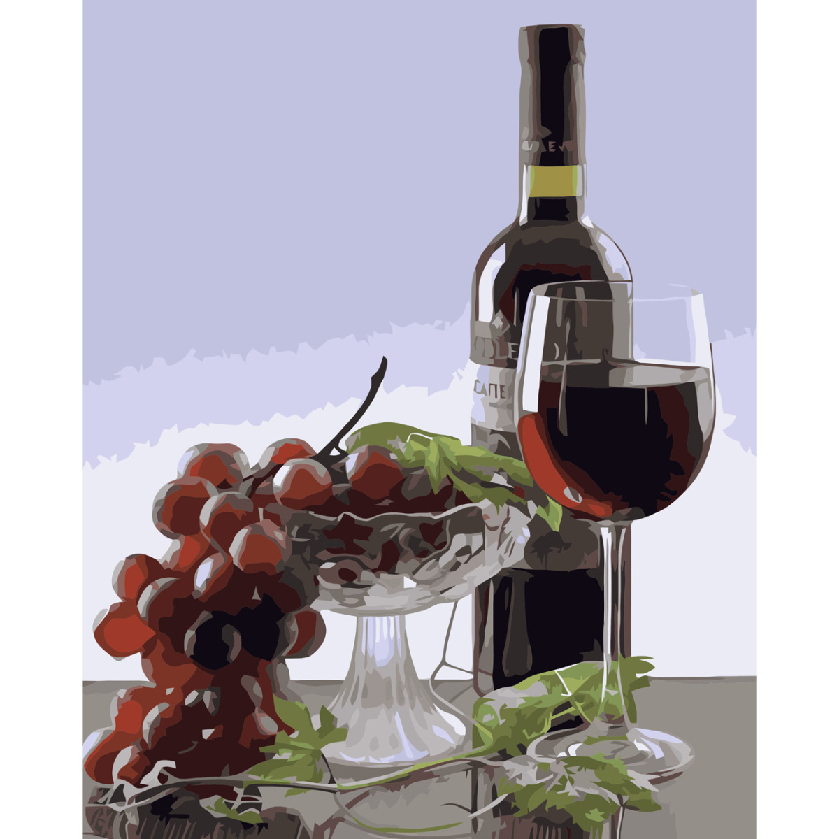 Картина за номерами Strateg ПРЕМІУМ Виноград та вино з лаком розміром 40х50 см VA-3733