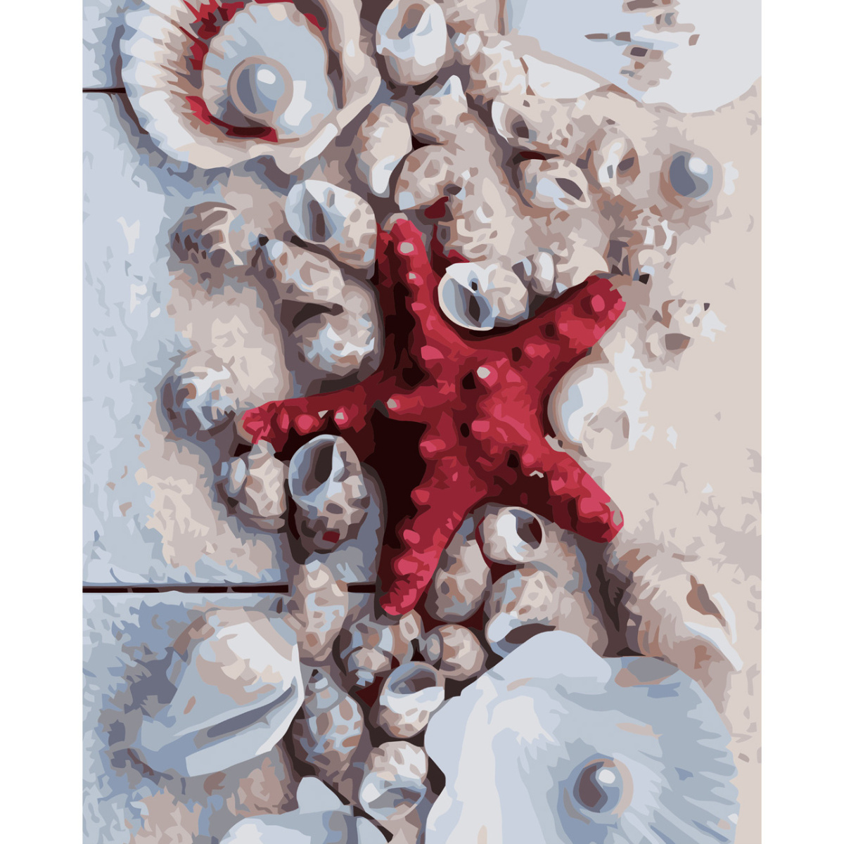 Картина за номерами Strateg ПРЕМІУМ Червона морська зірка з лаком розміром 40х50 см VA-3734