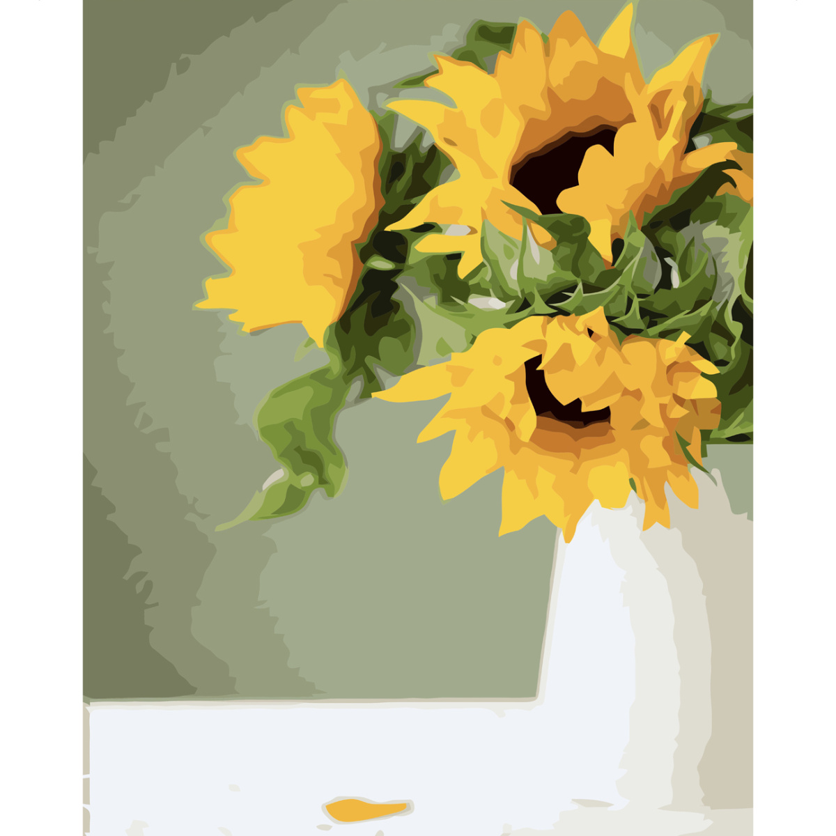 Malen nach Zahlen Strateg PREMIUM Vase mit Sonnenblumen mit Lack und Wasserwaage, Größe 40x50 cm VA-3685