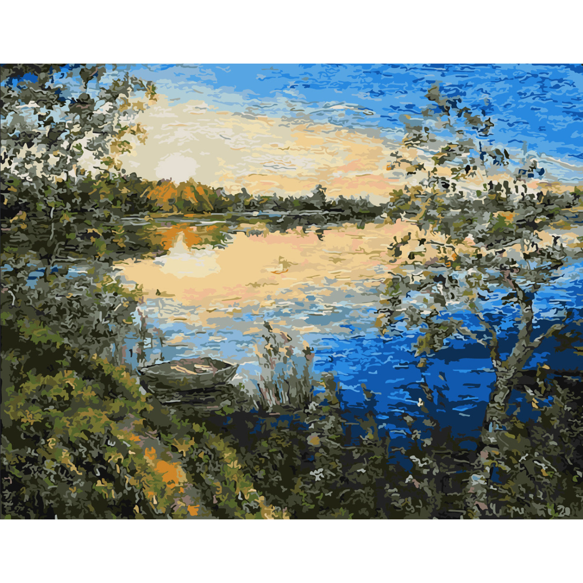 Picture by numbers Strateg PREMIUM Світанок біля води with varnish and a level size 40x50 cm SY6611