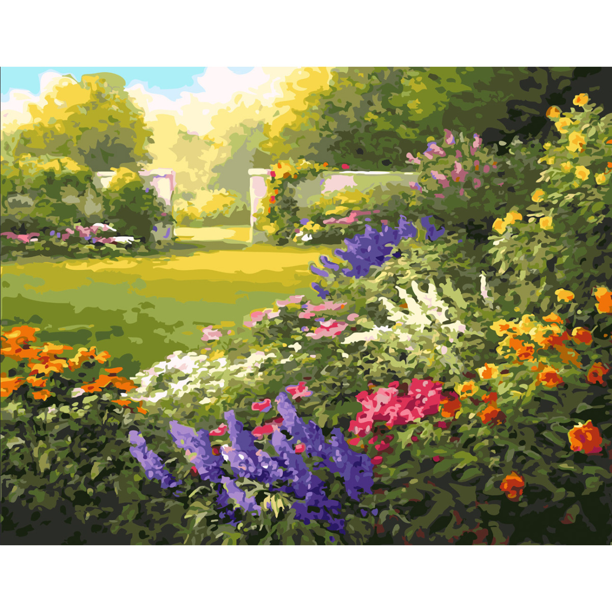 Picture by numbers Strateg PREMIUM Квіти в червні with varnish and a level size 40x50 cm SY6622