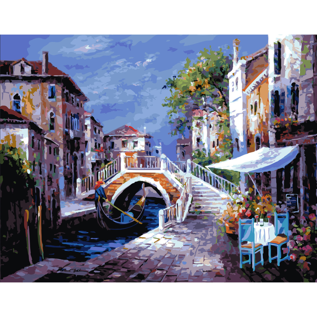 Picture by numbers Strateg PREMIUM Куточок Венеції with varnish and a level size 40x50 cm SY6625