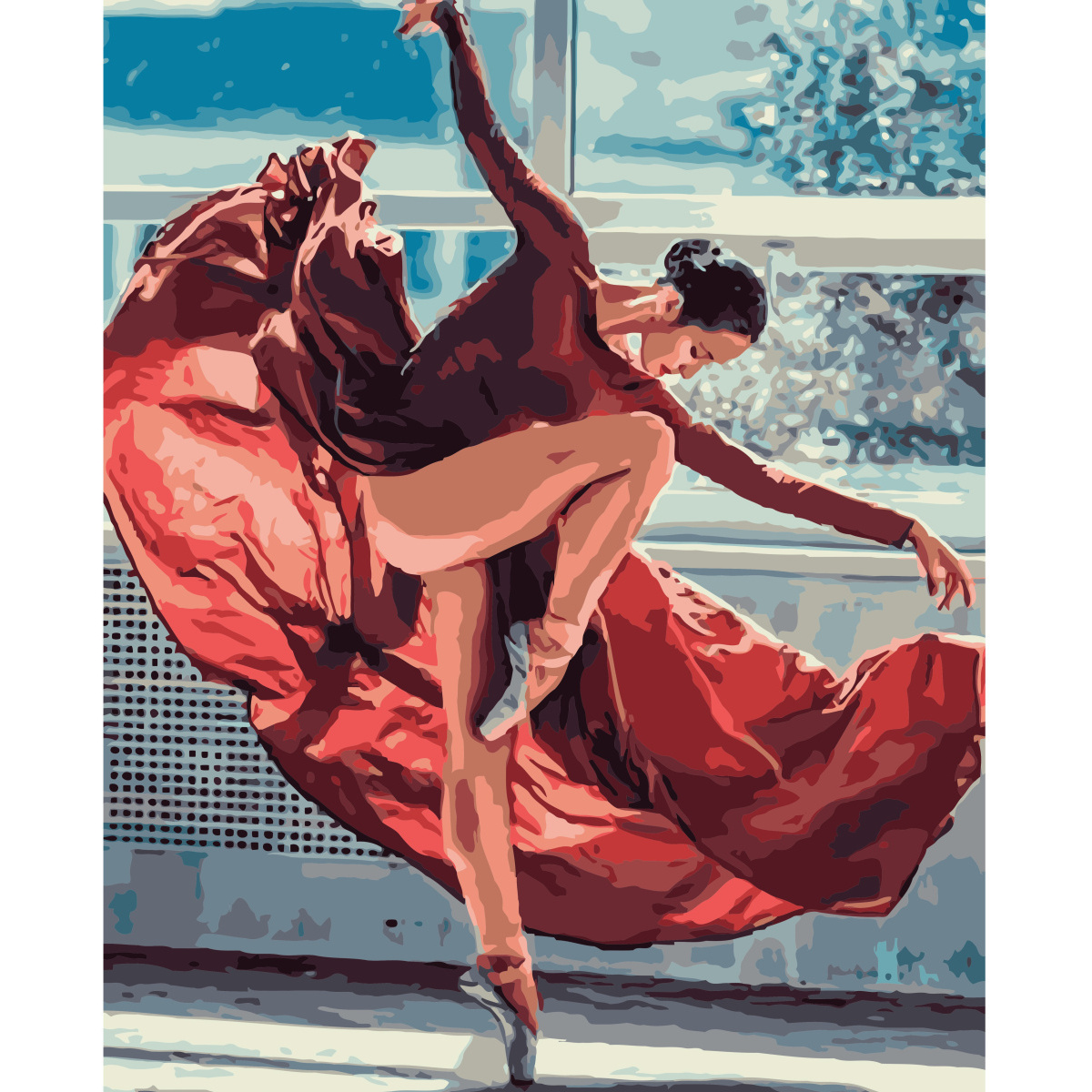 Картина по номерам Strateg ПРЕМИУМ Танец балерины с лаком размером 40х50 см VA-1472