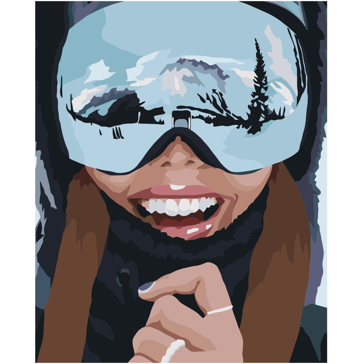 Картина по номерам Strateg ПРЕМИУМ Зима в очках с лаком и уровнем размером 40х50 см VA-3708