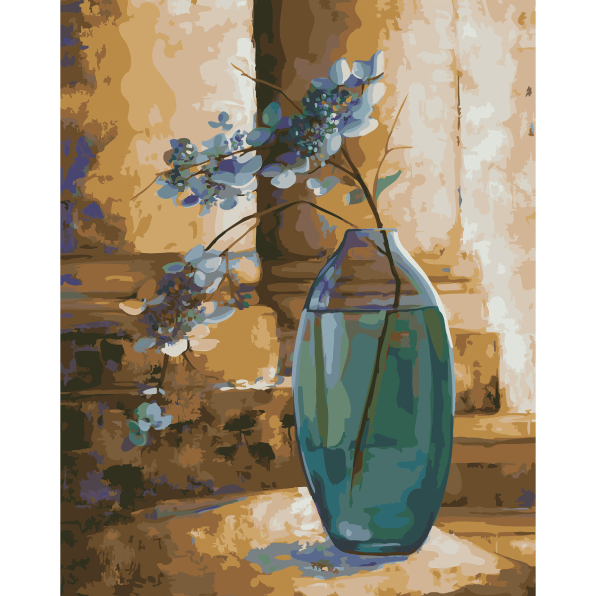 Картина за номерами Strateg ПРЕМІУМ Квіти у вазі з лаком та рівнем розміром 40х50 см (SY6632)