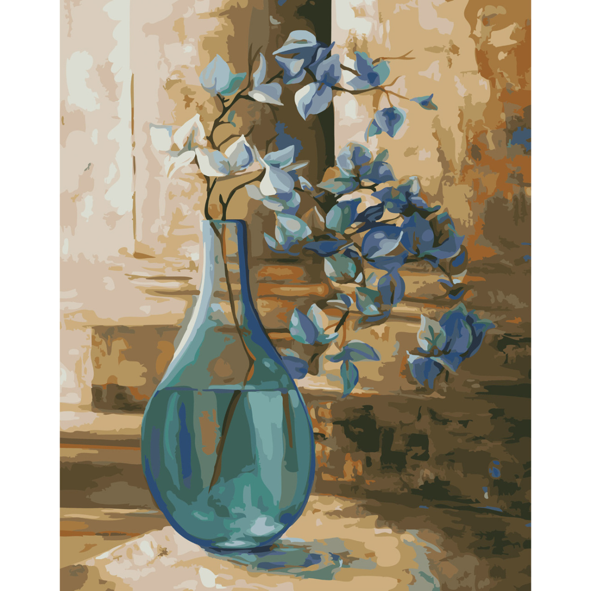 Картина за номерами Strateg ПРЕМІУМ Квіти у вазі 2 з лаком розміром 40х50 см (SY6633)
