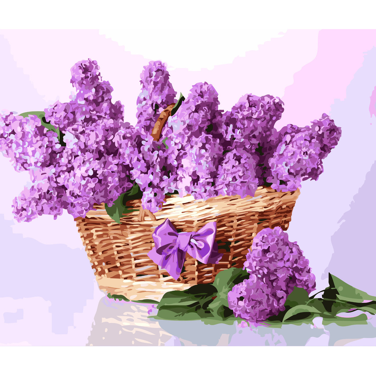 Paint by numbers Strateg PREMIUM Lilac basket with varnish and level size 40х50 sm (SY6637)