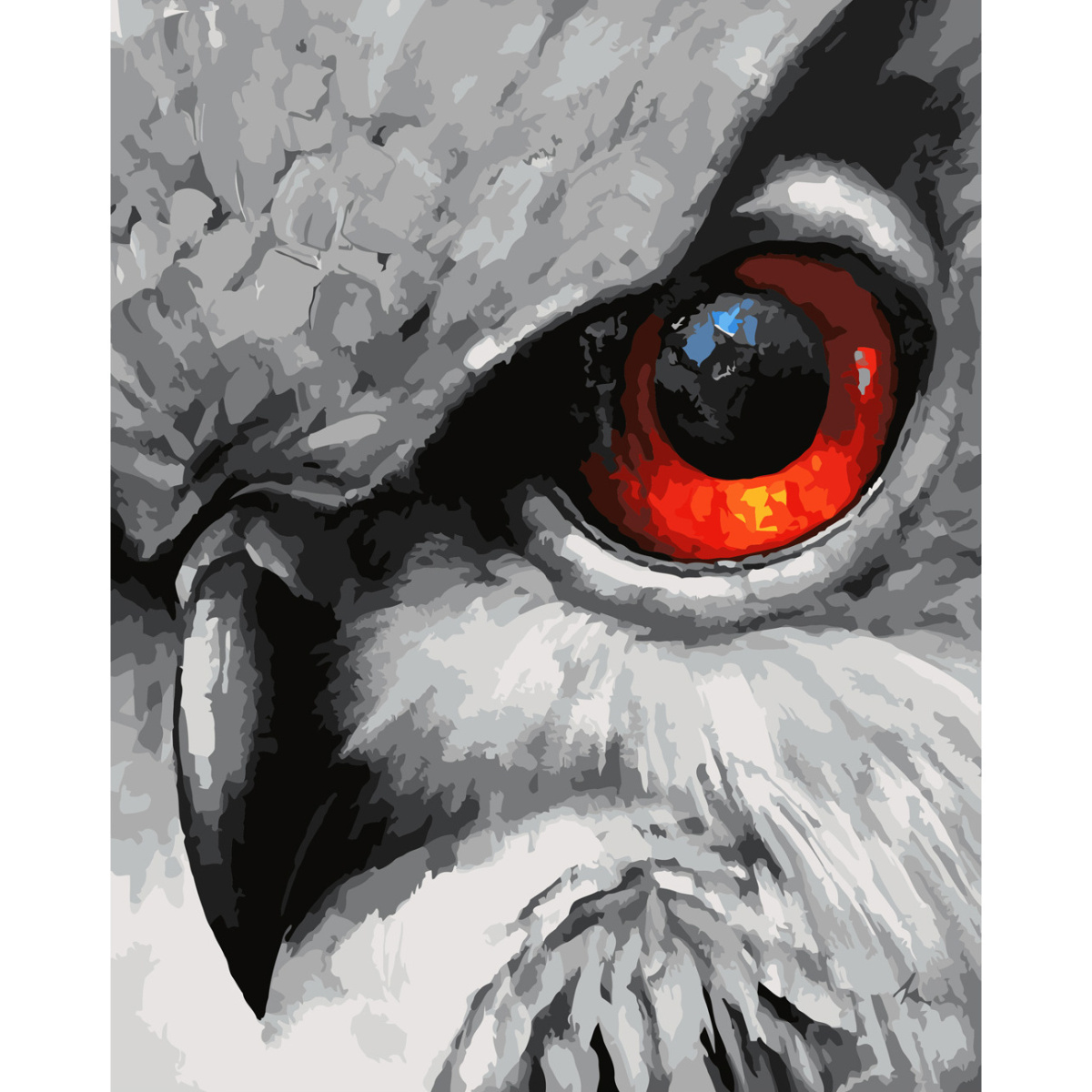 Картина за номерами Strateg ПРЕМІУМ Око сови з лаком розміром 40х50 см (SY6658)