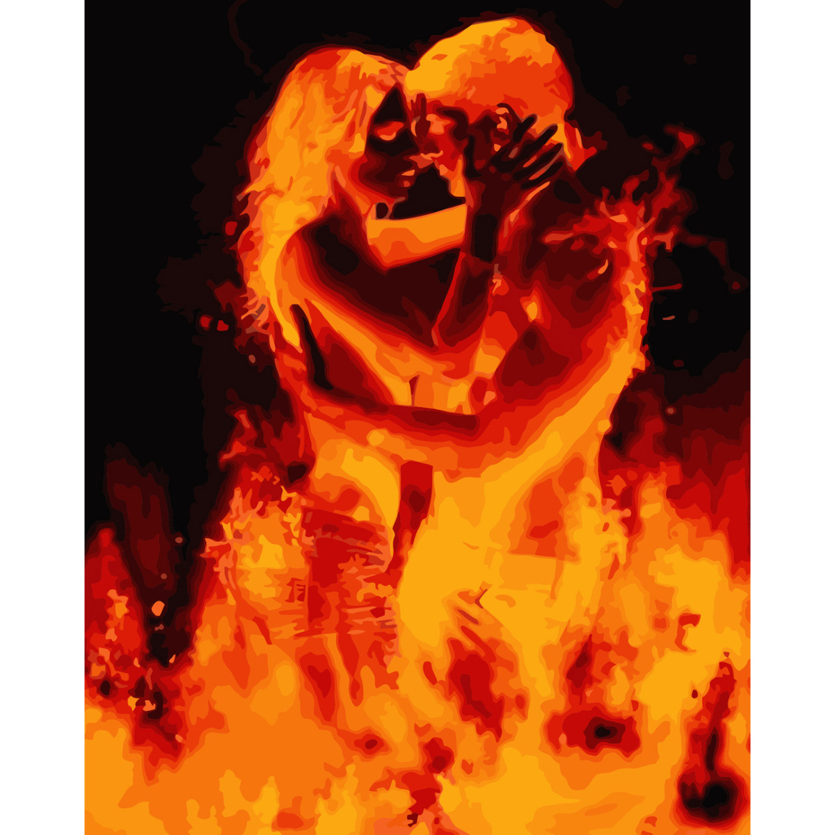 Картина за номерами Strateg ПРЕМІУМ Поцілунок у полум'ї з лаком розміром 40х50 см (SY6665)