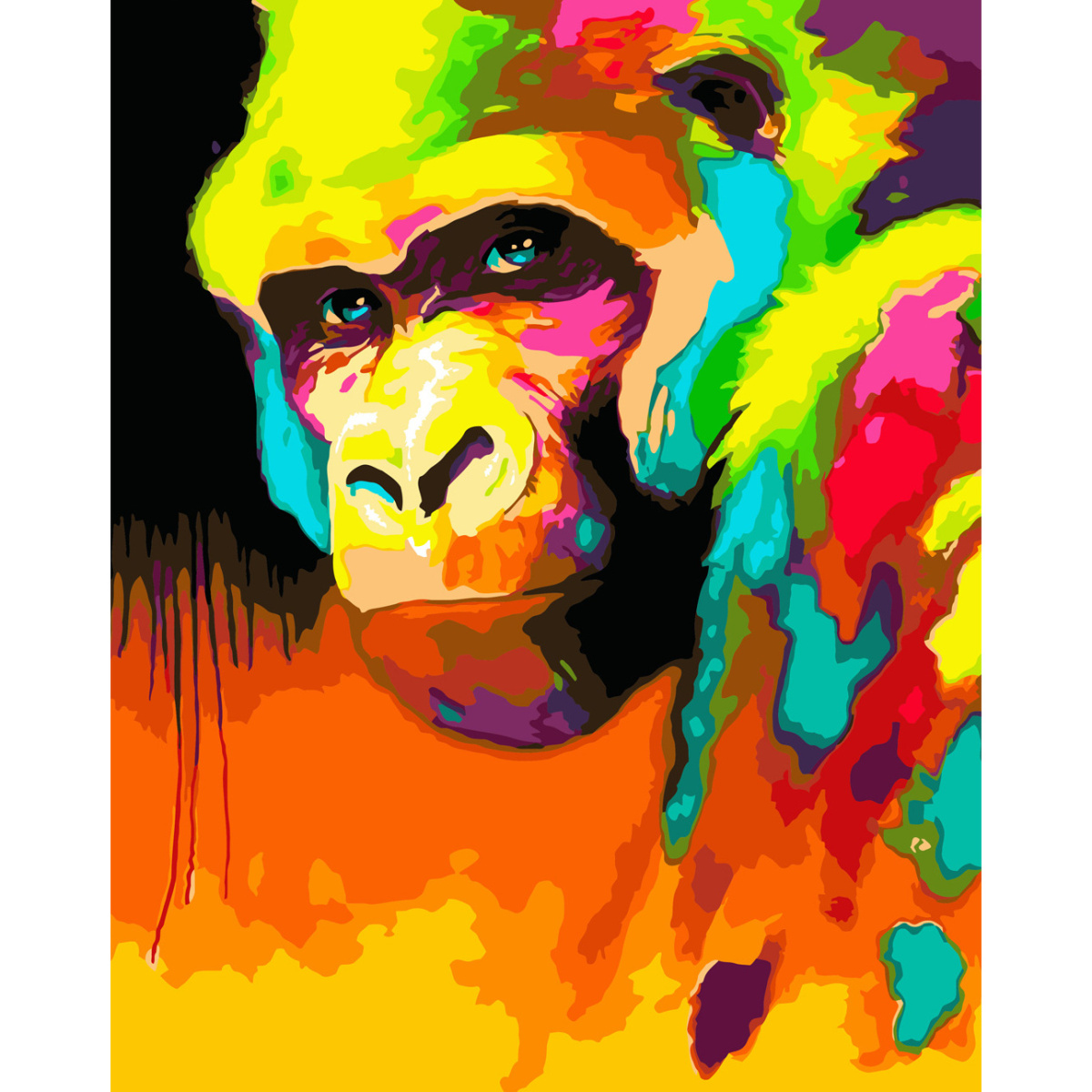 Картина за номерами Strateg ПРЕМІУМ Арт-мавпа з лаком розміром 40х50 см (SY6671)