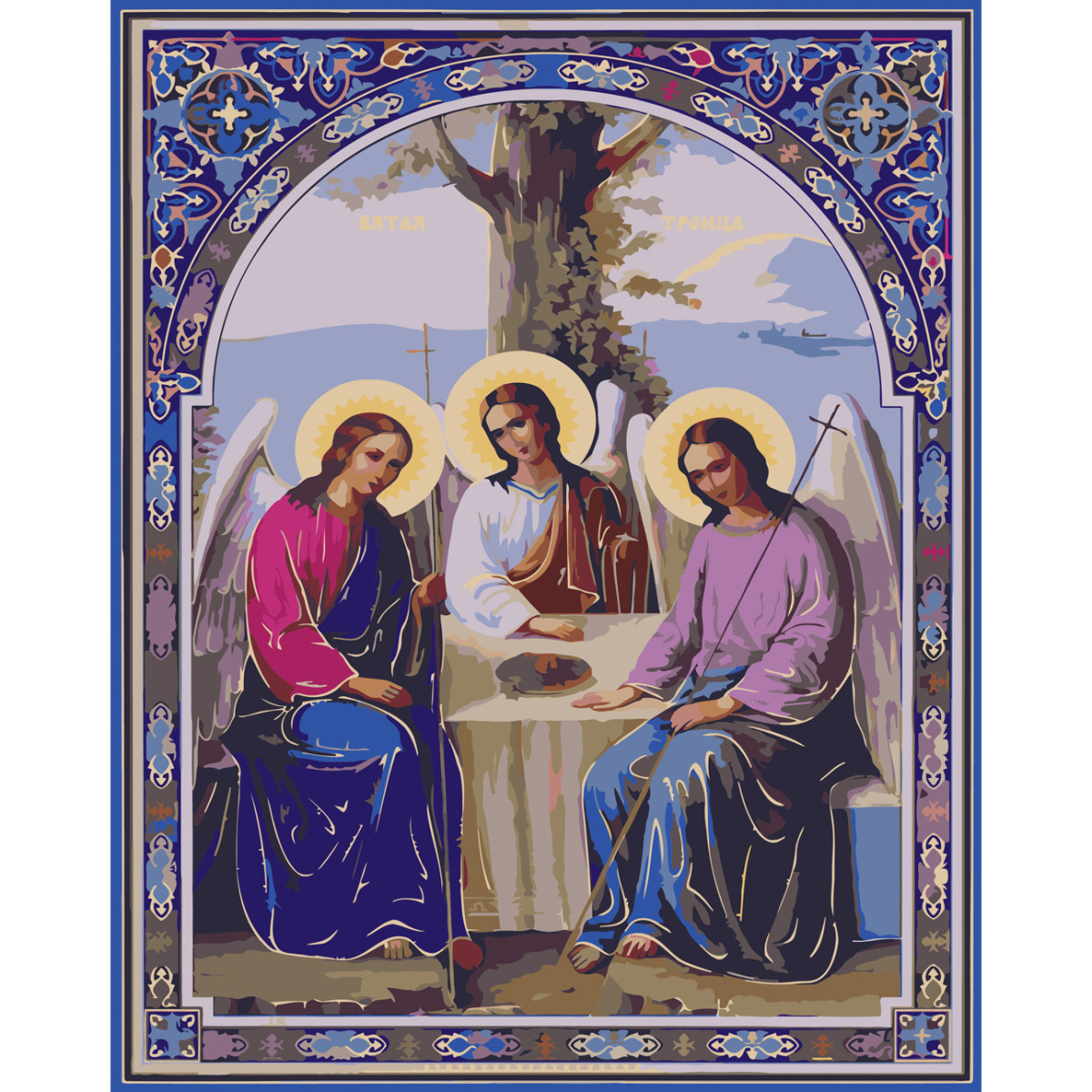 Картина за номерами Strateg ПРЕМІУМ Свята Трійця з лаком розміром 40х50 см (SY6700)