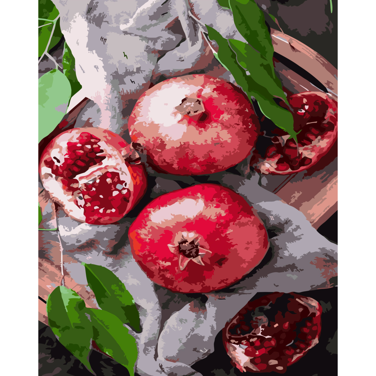 Paint by numbers Strateg PREMIUM Pomegranate taste with varnish and level size 40х50 sm (SY6730)