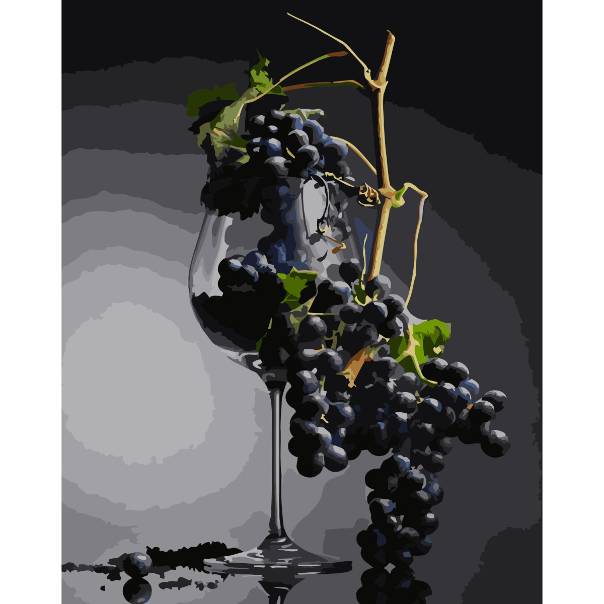Картина за номерами Strateg ПРЕМІУМ Келих винограду з лаком розміром 40х50 см (SY6753)