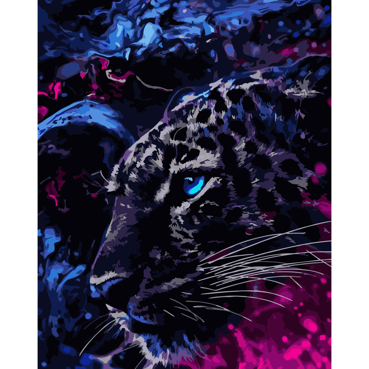 Картина за номерами Strateg ПРЕМІУМ Космічний леопард з лаком розміром 40х50 см (SY6759)