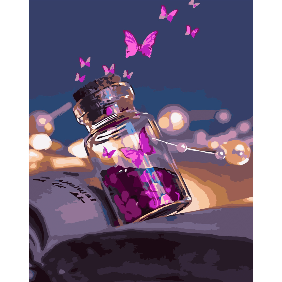 Картина за номерами Strateg ПРЕМІУМ Скляночка метеликів з лаком розміром 40х50 см (SY6760)