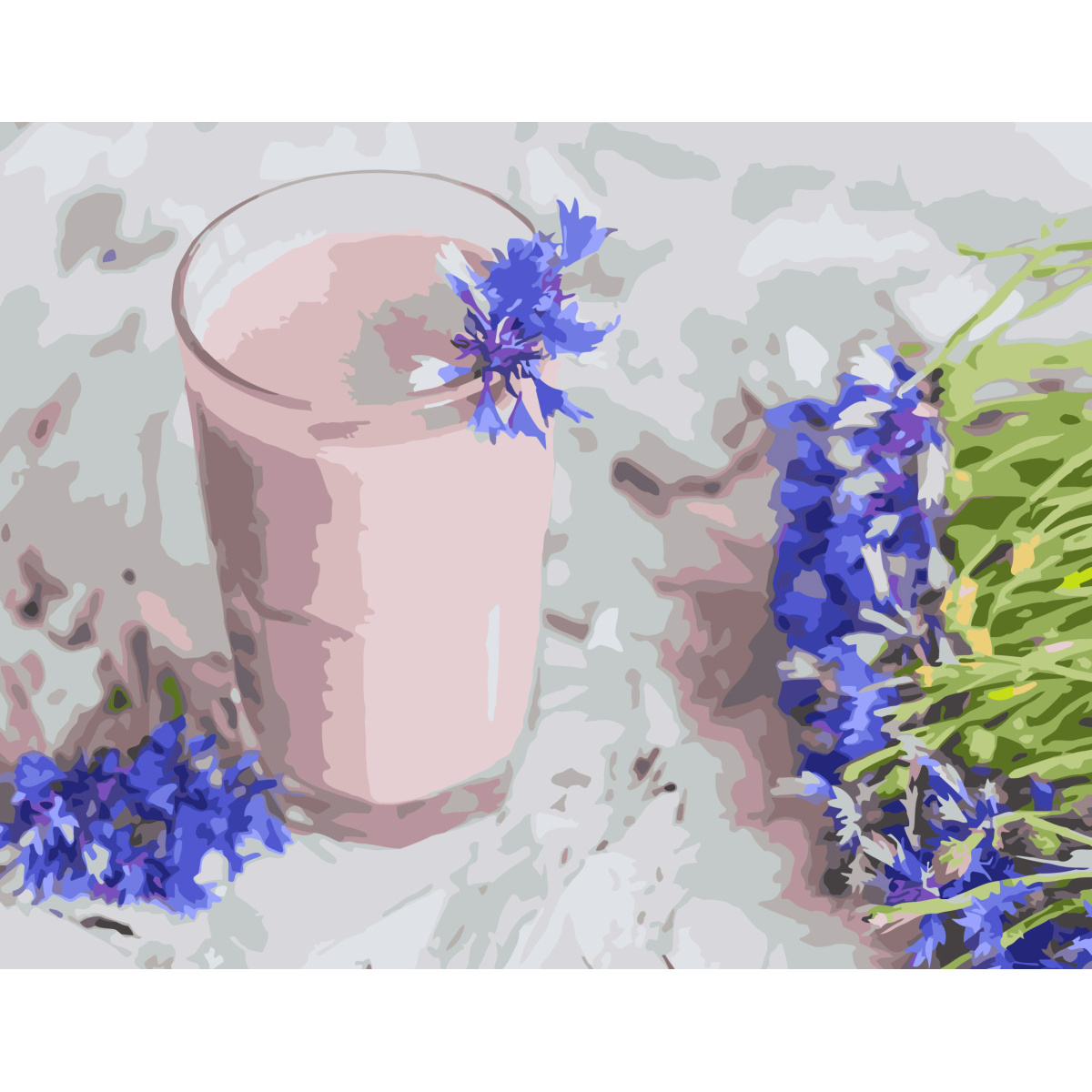 Paint by numbers Strateg PREMIUM Kefir with cornflowers with varnish and level size 40х50 sm (SY6761)