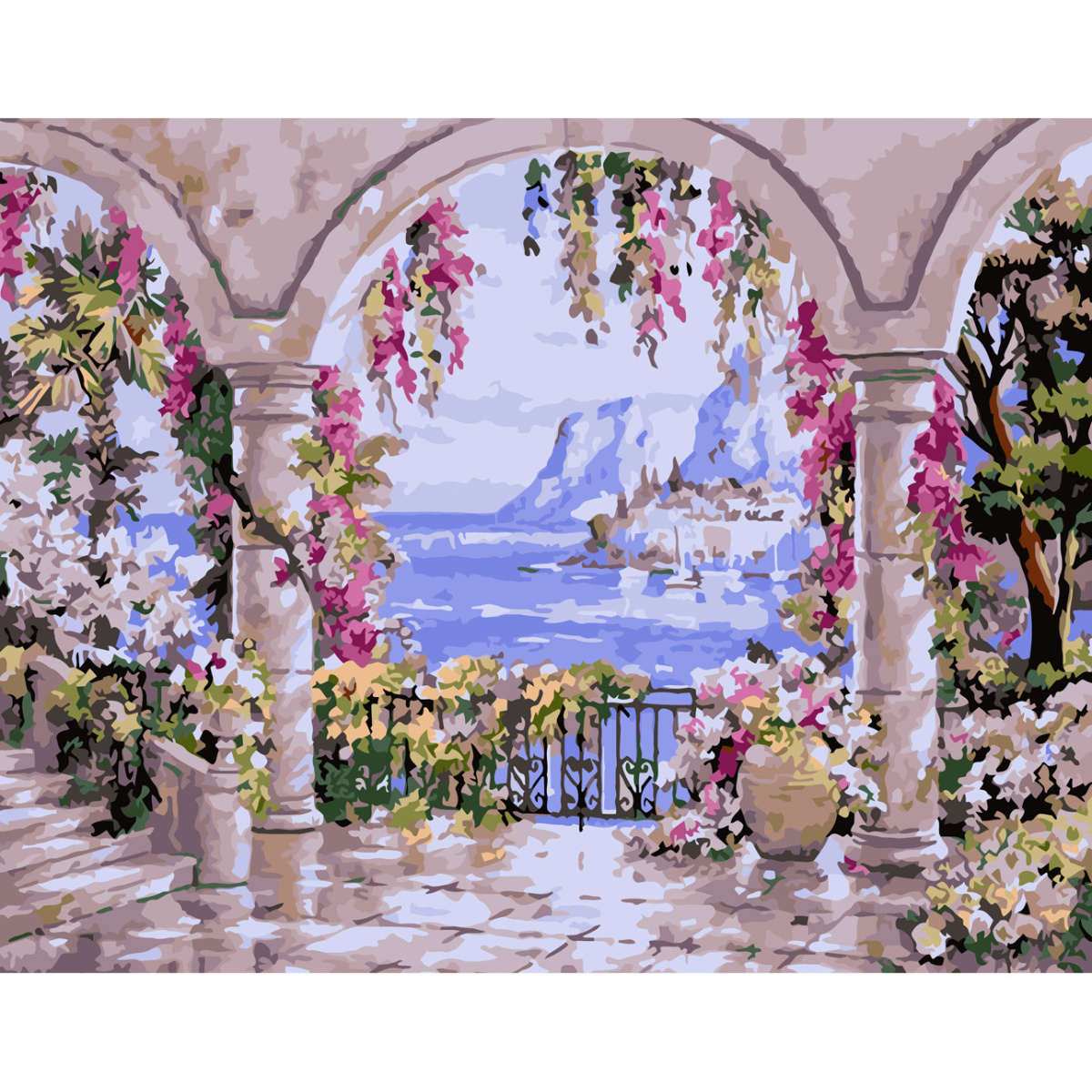 Paint by numbers Strateg PREMIUM Sea view with varnish and level size 30х40 sm (SS-6485)