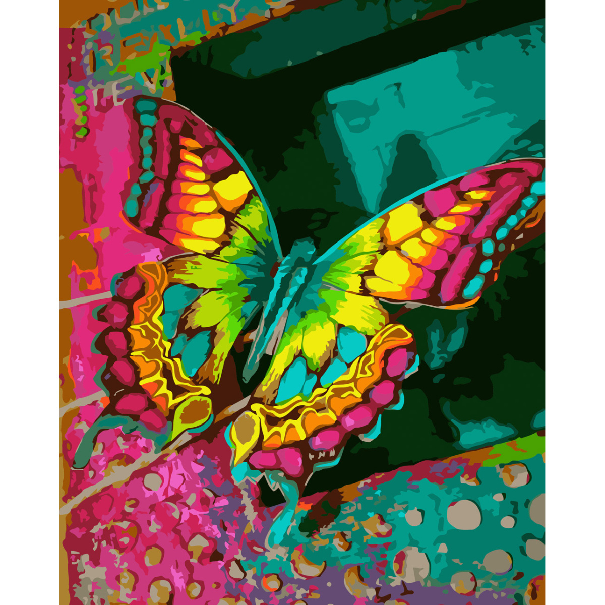Картина за номерами Strateg ПРЕМІУМ Кольори метелика з лаком розміром 30х40 см (SS-6486)