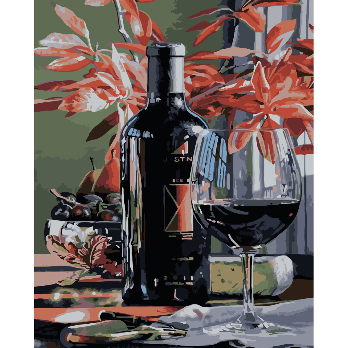 Paint by numbers Strateg PREMIUM The taste of wine with varnish and level size 30х40 sm (SS-6493)